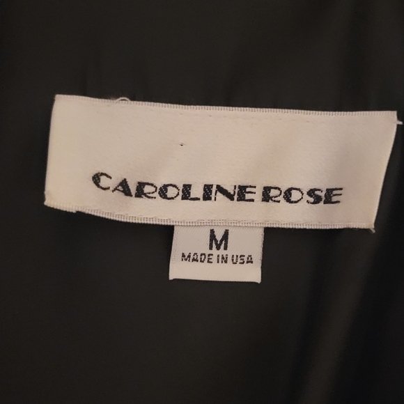 Caroline Rose Floral A-Line Party Dinner Jacket Medium Metallic Silver Black - Picture 5 of 12